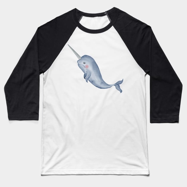 Narwhale Baseball T-Shirt by broadwaymae